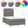 Image de vidaXL Lit boxspring avec matelas & LED gris foncé 120x200 cm Tissu