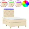 Image de vidaXL Lit Boxspring avec matelas & LED Crème 120x200 cm Tissu