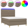 Image de vidaXL Lit boxspring avec matelas & LED Taupe 140x190 cm Tissu
