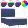 Image de vidaXL Lit Boxspring avec matelas & LED Bleu 140x190 cm Tissu