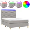 Image de vidaXL Lit Boxspring avec matelas & LED Gris clair 140x200 cm Tissu