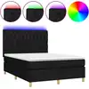 Image de vidaXL Lit Boxspring avec matelas & LED Noir 140x200 cm Tissu