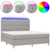 Image de vidaXL Lit boxspring avec matelas & LED gris clair 160x200 cm Tissu