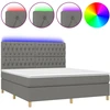Image de vidaXL Lit boxspring avec matelas & LED gris foncé 160x200 cm Tissu