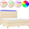 Image de vidaXL Lit Boxspring avec matelas & LED Crème 160x200 cm Tissu