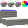 Image de vidaXL Lit boxspring avec matelas & LED gris foncé 180x200 cm Tissu