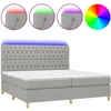 Image de vidaXL Lit boxspring avec matelas & LED gris clair 200x200 cm Tissu
