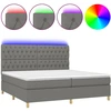 Image de vidaXL Lit boxspring avec matelas & LED gris foncé 200x200 cm Tissu