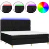 Image de vidaXL Lit Boxspring avec matelas & LED Noir 200x200 cm Tissu