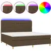 Image de vidaXL Lit Boxspring avec matelas & LED Marron foncé 200x200 cm Tissu
