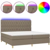 Image de vidaXL Lit Boxspring avec matelas & LED Taupe 200x200 cm Tissu