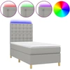 Image de vidaXL Lit boxspring avec matelas & LED gris clair 80x200 cm Tissu