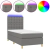 Image de vidaXL Lit boxspring avec matelas & LED gris foncé 80x200 cm Tissu