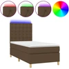 Image de vidaXL Lit Boxspring avec matelas & LED Marron foncé 80x200 cm Tissu