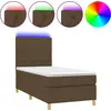 Image de vidaXL Lit boxspring avec matelas & LED brun foncé 90x190 cm Tissu