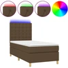 Image de vidaXL Lit Boxspring avec matelas & LED Marron foncé 100x200 cm Tissu