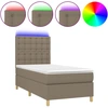 Image de vidaXL Lit Boxspring avec matelas & LED Taupe 100x200 cm Tissu
