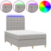 Image de vidaXL Lit boxspring avec matelas & LED gris clair 120x200 cm Tissu