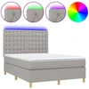 Image de vidaXL Lit boxspring avec matelas & LED gris clair 140x190 cm Tissu