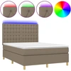 Image de vidaXL Lit boxspring avec matelas & LED Taupe 140x190 cm Tissu