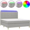Image de vidaXL Lit boxspring avec matelas & LED gris clair 160x200 cm Tissu