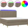 Image de vidaXL Lit Boxspring avec matelas & LED Taupe 160x200 cm Tissu