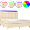 Image de vidaXL Lit Boxspring avec matelas & LED Crème 160x200 cm Tissu