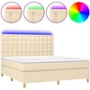 Image de vidaXL Lit Boxspring avec matelas & LED Crème 180x200 cm Tissu