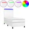 Image de vidaXL Lit Boxspring avec matelas & LED Blanc 80x200 cm Similicuir