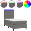 Image de vidaXL Lit Boxspring avec matelas & LED Gris 80x200 cm Similicuir