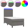 Image de vidaXL Lit Boxspring avec matelas & LED Gris 90x190 cm Similicuir