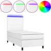 Image de vidaXL Lit Boxspring avec matelas & LED Blanc 90x200 cm Similicuir