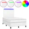 Image de vidaXL Lit Boxspring avec matelas & LED Blanc 120x200 cm Similicuir