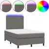 Image de vidaXL Lit Boxspring avec matelas & LED Gris 120x200 cm Similicuir