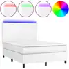 Image de vidaXL Lit Boxspring avec matelas & LED Blanc 140x190 cm Similicuir