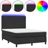 Image de vidaXL Lit Boxspring avec matelas & LED Noir 140x200 cm Similicuir