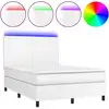 Image de vidaXL Lit Boxspring avec matelas & LED Blanc 140x200 cm Similicuir