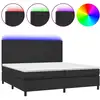 Image de vidaXL Lit Boxspring avec matelas & LED Noir 200x200 cm Similicuir