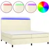 Image de vidaXL Lit Boxspring avec matelas & LED Crème 200x200 cm Similicuir