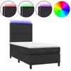 Image de vidaXL Lit boxspring avec matelas & LED noir 90x200 cm similicuir