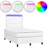 Image de vidaXL Lit Boxspring avec matelas & LED Blanc 120x200 cm Similicuir