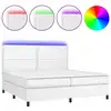 Image de vidaXL Lit Boxspring avec matelas & LED Blanc 200x200 cm Similicuir