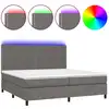 Image de vidaXL Lit Boxspring avec matelas & LED Gris 200x200 cm Similicuir