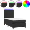 Image de vidaXL Lit Boxspring avec matelas & LED Noir 80x200 cm Similicuir