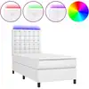Image de vidaXL Lit Boxspring avec matelas & LED Blanc 80x200 cm Similicuir