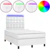 Image de vidaXL Lit Boxspring avec matelas & LED Blanc 120x200 cm Similicuir