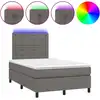 Image de vidaXL Lit Boxspring avec matelas & LED Gris 120x200 cm Similicuir
