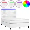 Image de vidaXL Lit Boxspring avec matelas & LED Blanc 140x200 cm Similicuir