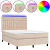 Image de vidaXL Lit à sommier tapissier avec matelas et LED Cappuccino-Brown 140x200cm
