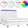 Image de vidaXL Lit Boxspring avec matelas & LED Blanc 160x200 cm Similicuir